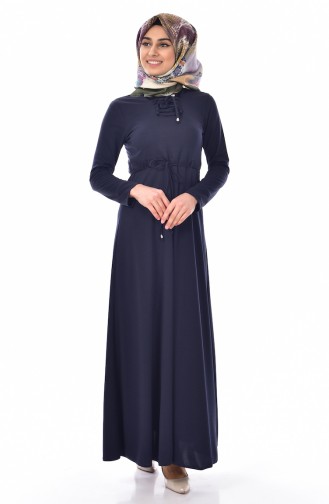 Navy Blue Hijab Dress 1082-02