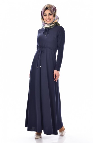 Navy Blue Hijab Dress 1082-02