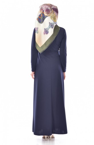 Navy Blue Hijab Dress 1082-02