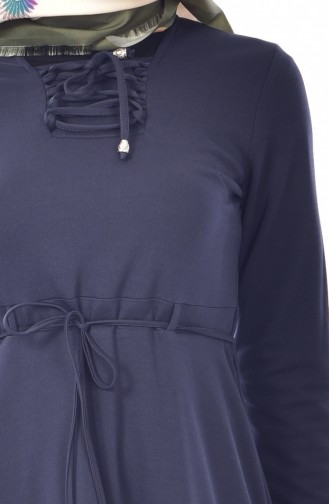 Navy Blue Hijab Dress 1082-02