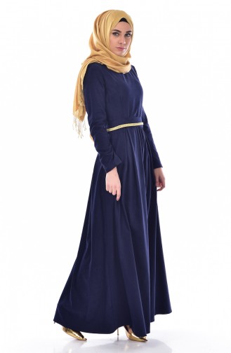 Navy Blue Hijab Dress 9294-01