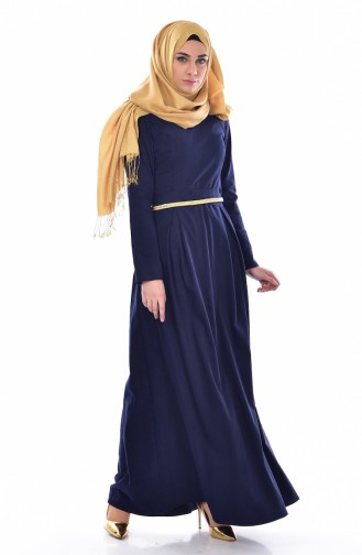 Navy Blue Hijab Dress 9294-01