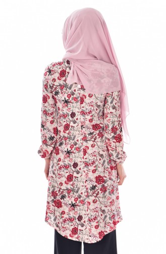 Hakim Yaka Desenli Tunik 3257E-01 Pudra