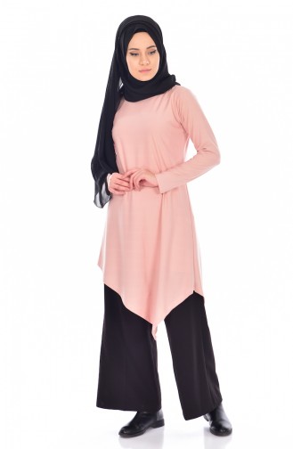 Asimetrik Tunik TU00029-13 Pudra