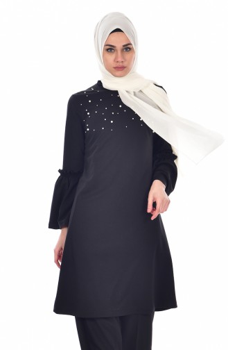 İncili Tunik 4022-01 Siyah