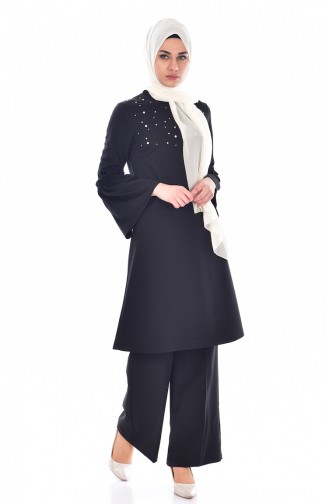 İncili Tunik 4022-01 Siyah