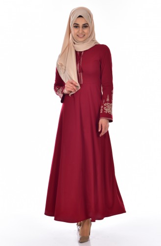 Claret red İslamitische Jurk 0507-04