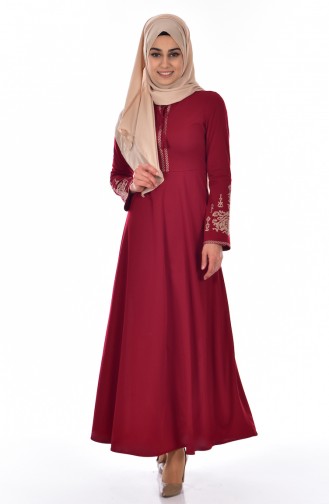 Claret red İslamitische Jurk 0507-04