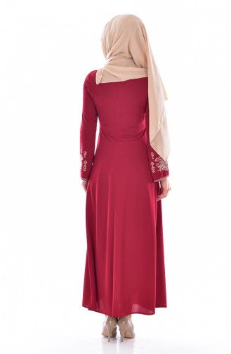 Claret Red Hijab Dress 0507-04
