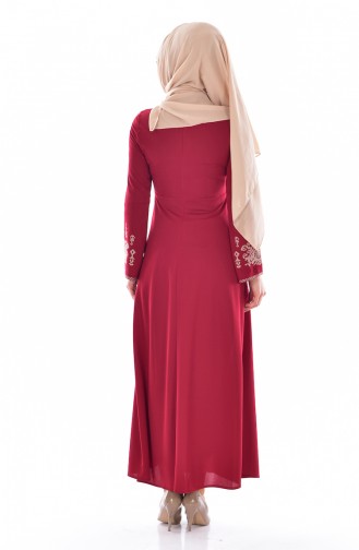 Claret red İslamitische Jurk 0507-04