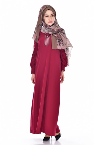 Claret Red Hijab Dress 0145-03