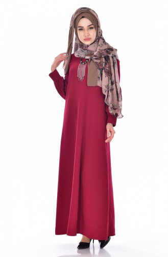 Claret Red Hijab Dress 0145-03