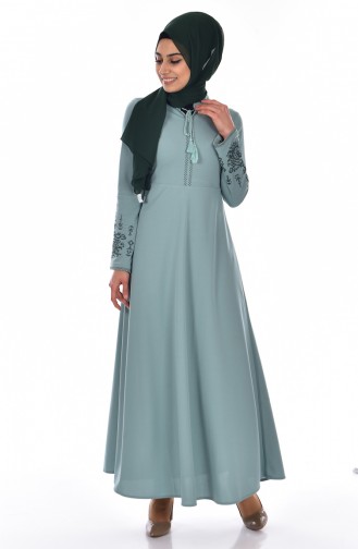 Green Almond Hijab Dress 0507-03