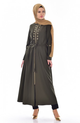 Abaya mit Vogelaugen 2123-08 Khaki Grün 2123-08