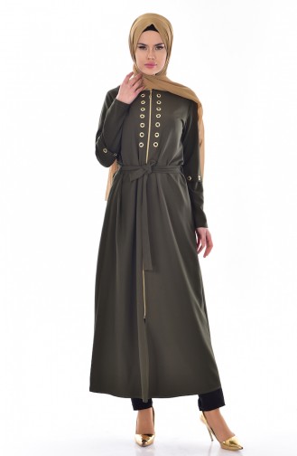 Abaya mit Vogelaugen 2123-08 Khaki Grün 2123-08