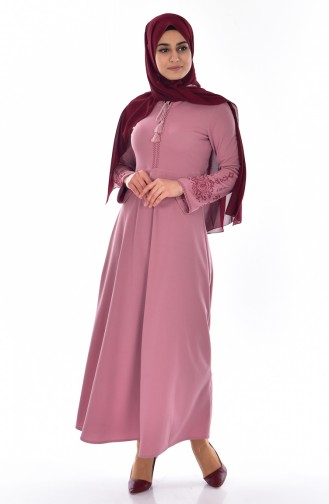 Robe Bordée 0507-05 Rose Pâle 0507-05