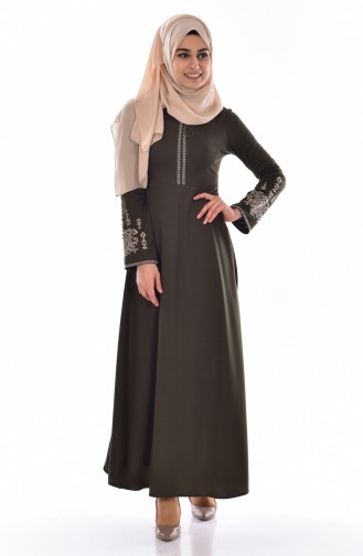 Khaki Hijab Dress 0507-02