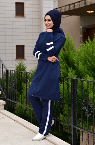 Zippered Tracksuit 18050-03 Navy Blue 18050-03