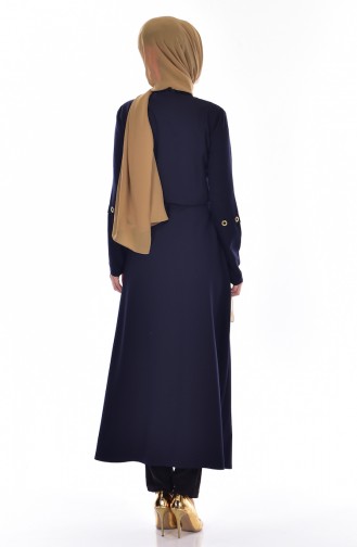 Rings Detailed Abaya 2123-07 Navy Blue 2123-07