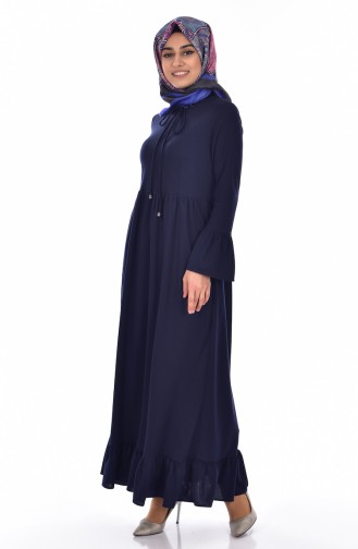 Navy Blue Hijab Dress 1656-02