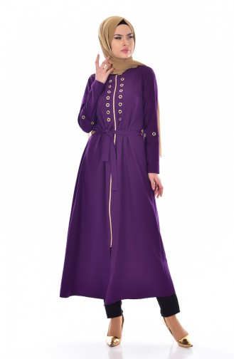 Abaya Détaillé 2123-02 Pourpre 2123-02