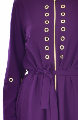 Abaya Détaillé 2123-02 Pourpre 2123-02