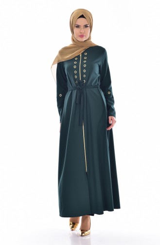 Abaya Détaillé 2123-05 Vert emeraude 2123-05