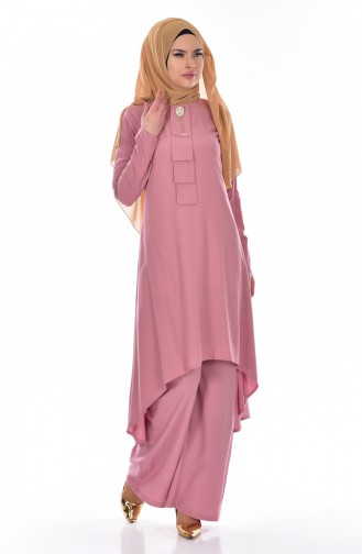 Ensemble Deux Pieces Tunique Pantalon 9005-10 Rose 9005-10