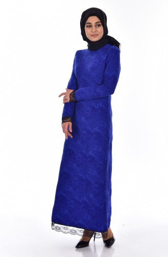 Saks-Blau Hijab Kleider 2885-01