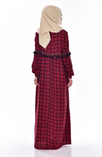 Claret Red Hijab Dress 0056-04