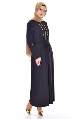 Abaya Détaillé 2123-01 Noir 2123-01