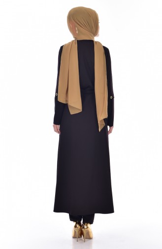 Abaya Détaillé 2123-01 Noir 2123-01
