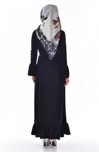 Fırfırlı Elbise 1656-01 Siyah