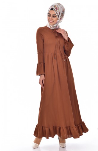 Tan Hijab Dress 1656-06