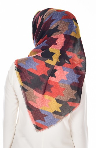 Patterned Pull Cotton Scarf 50355-20 Indigo Claret Red 20
