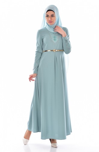 Green Almond Hijab Dress 0508-05