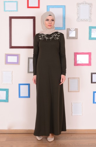 Khaki Hijab Dress 2165-01
