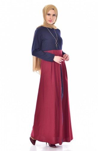 Robe Garnie avec Collier 2265-02 Bleu Marine 2265-02