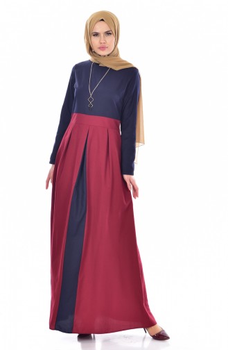 Navy Blue Hijab Dress 2265-02