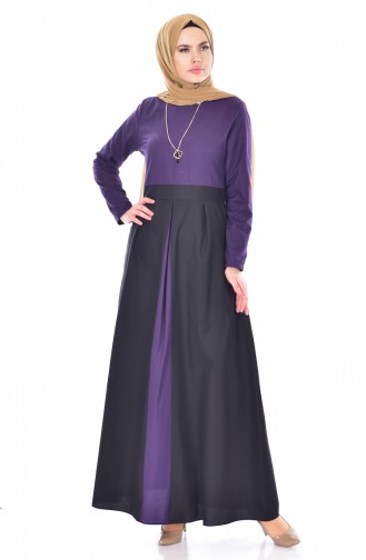 Robe Garnie avec Collier 2265-08 Pourpre 2265-08