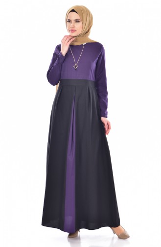 Robe Garnie avec Collier 2265-08 Pourpre 2265-08