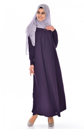 Pileli Elbise 2157-05 Mor