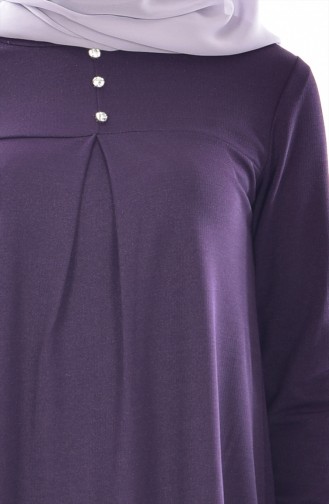 Pileli Elbise 2157-05 Mor