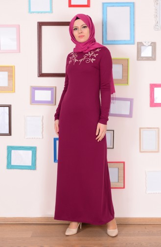 Plum Hijab Dress 2165-06