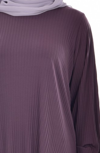 Ensemble Deux Pieces Jupe Tunique Plissée 6253-14 Couleur Aubergine 6253-14