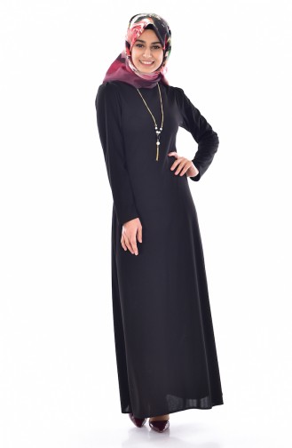 Schwarz Hijab Kleider 8104-01