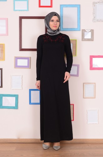 Schwarz Hijab Kleider 2165-04