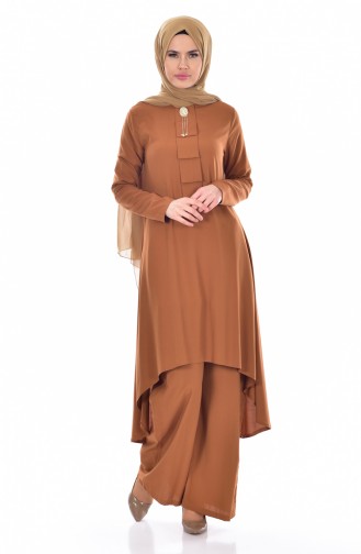 Tunik Pantolon İkili Takım 9005-07 Taba