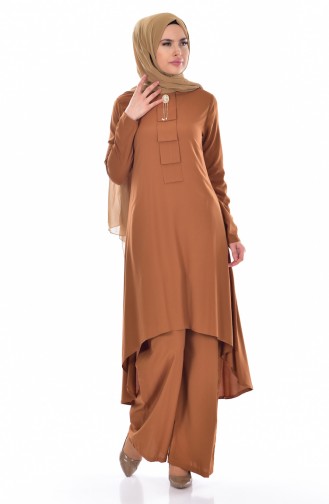 Tunik Pantolon İkili Takım 9005-07 Taba