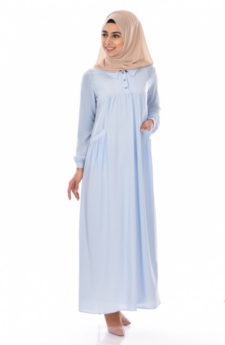 Robe Col Chemise 4009-07 Bleu Bébé 4009-07